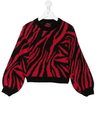 Shop black & red Monnalisa zebra print jumper with Express Delivery - Farfetch