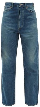 High Rise Selvedge Denim Straight Leg Jeans - Womens - Denim