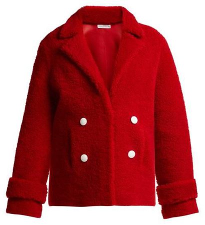 Dorota Double Breasted Shearling Jacket - Womens - Red