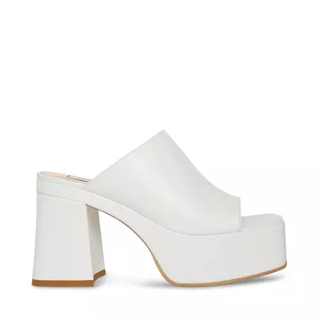CAPRIA White Leather Platform Heel Slide Sandal | Women's Sandals – Steve Madden