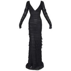 Gucci Maxi Dress - / 2003 Tom Ford Sheer Plunging Ruched L/ Long Gown
