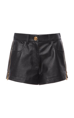Versace Leather High-Rise Mini Shorts