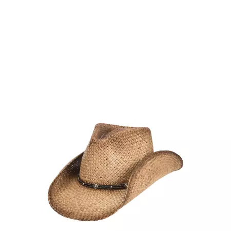 Scala by Dorfman Pacific Tan Raffia Vented Straw Fashion Cowboy Hat S/M