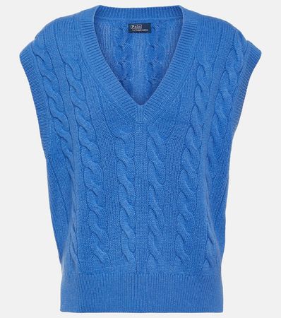 Cable Knit Wool And Cashmere Vest in Blue - Polo Ralph Lauren | Mytheresa