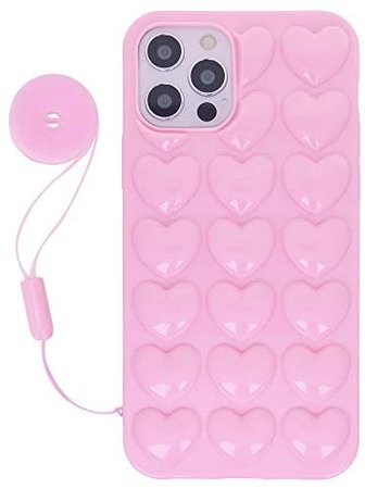 Amazon.com: iPhone 12 Pro Max Case for Women, DMaos 3D Pop Bubble Heart Kawaii Cover with Lanyard Wrist Strap, Cute Girly for iPhone12 Pro Max 6.7 inch 2020 - Pink