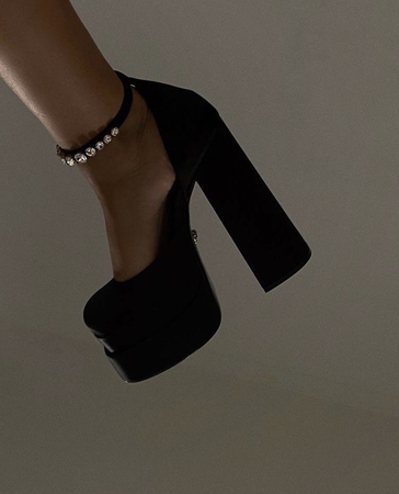 black platform sparkle heels