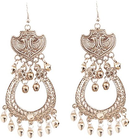 Amazon.com: Touchstone Indian Bollywood Finely Embossed Traditional Faux Pearls Charming Look Dangling Chand Baali Half Moon Motif Designer Jewelry Earrings In Antique Gold Tone For Women.: Clothing