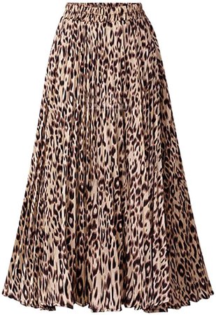Amazon.com: Womens Skirt Leopard Print Midi Long Shirring Skirts High Waisted A Line Skirtss Yellow L : Clothing, Shoes & Jewelry
