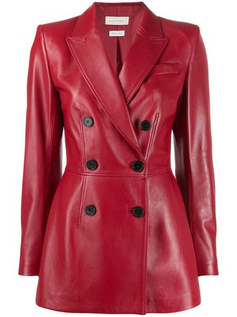 Red Alexander McQueen Square Shoulder Double-breasted Jacket | Farfetch.com