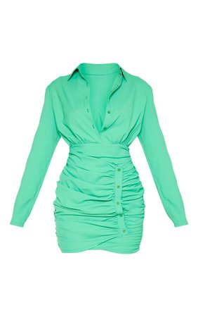 Sea foam green ruched dress
