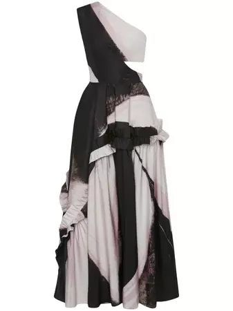 Alexander McQueen graphic-print one-shoulder Dress
