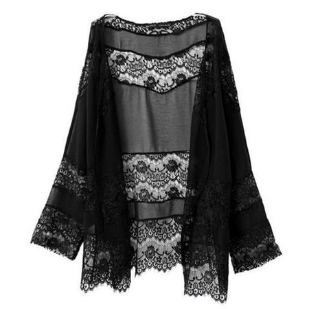 Black Chiffon Kimono Coat | Fashmates.com