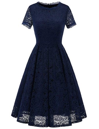 Amazon.com: DRESSTELLS Women's Bridesmaid Vintage Tea Dress Floral Lace Cocktail Formal Swing Dress Navy M: Gateway
