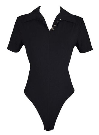 1990's Fendi by Karl Lagerfeld Black Nylon V-Neck Bodysuit Top | My Haute Wardrobe