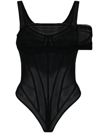 Shop black David Koma wrap-around bodysuit with Express Delivery - Farfetch