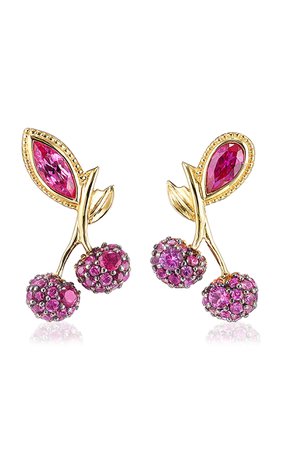 18k Gold And Rhodium Vermeil Cherry Stud Earrings By Anabela Chan