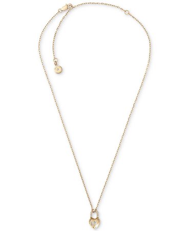 Michael Kors Pavé Heart Lock Pendant Necklace - Fashion Jewelry - Jewelry & Watches - Macy's