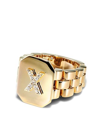 SHAY 18kt yellow gold and diamond signet ring - FARFETCH