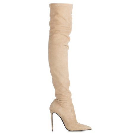 EVA STRETCH BOOT 120 mm | Ivory suede over the knee boot | Le Silla