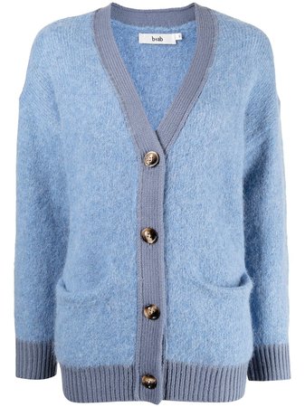 b+ab V-neck contrast-trim Knitted Cardigan - Farfetch