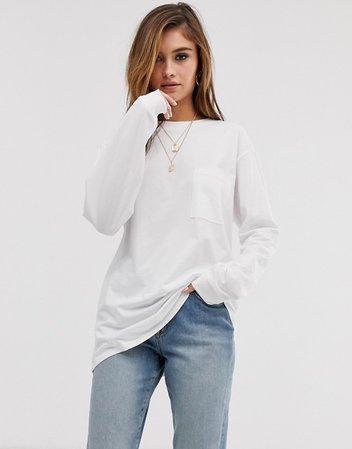 ASOS DESIGN oversized t-shirt with pocket detail in white | ASOS