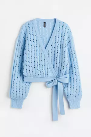 outerwear Wrap Cardigan Light blue H&M cropped