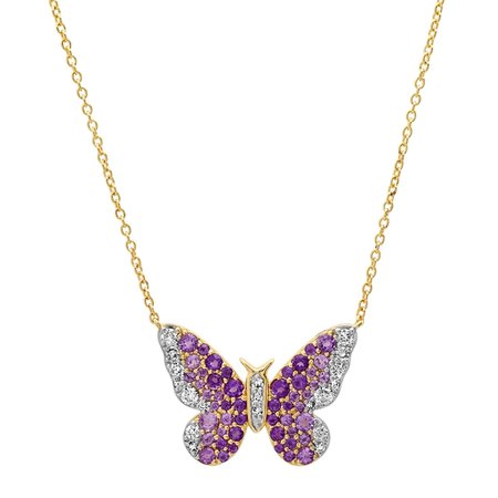 Purple Painted Lady Butterfly Sterling Silver Necklace – Lyna London