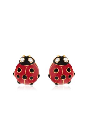 Crystal Enameled Lady Bug Earrings By Oscar De La Renta | Moda Operandi