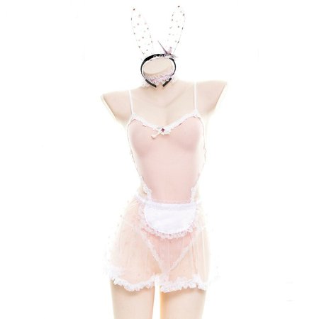 Lace Women Bunny Maid Cosplay Costume Sexy Erotic Lingerie Outfit Fancy Rabbit Girl Japanese Lace Fairy Star Print Babydoll-in Sexy Costumes from Novelty & Special Use on AliExpress
