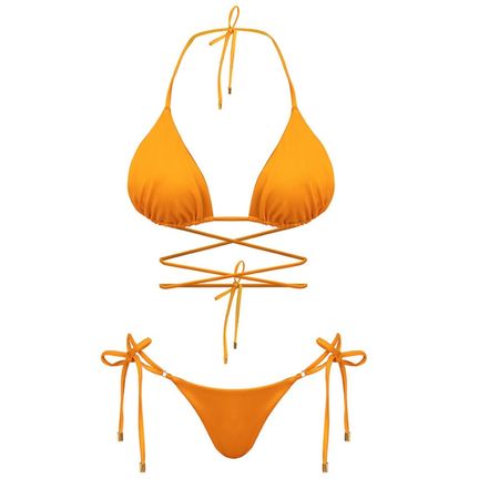 Jolie Triangle Wrap Around Bikini Set In Orange | Cliché Reborn | Wolf & Badger