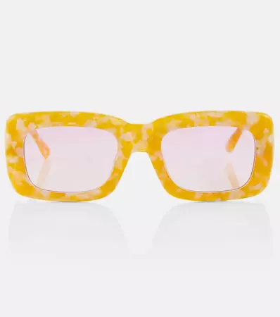 X Linda Farrow Marfa Rectangular Sunglasses in Yellow - The Attico | Mytheresa