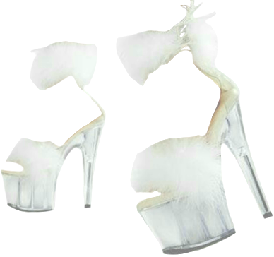 724f marabou clear platform pleaser high heels in white