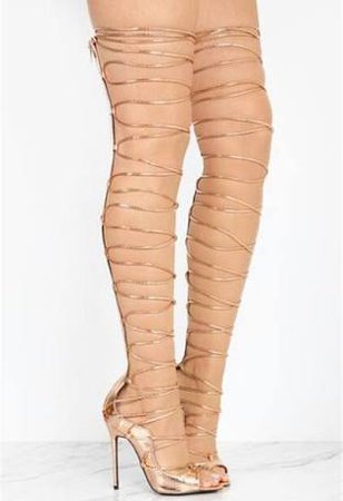 gold lace up thigh high heels - Google Search