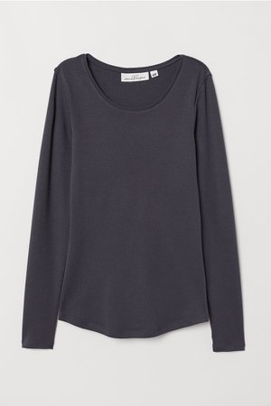 Long-sleeved Jersey Top - Dark gray - Ladies | H&M US