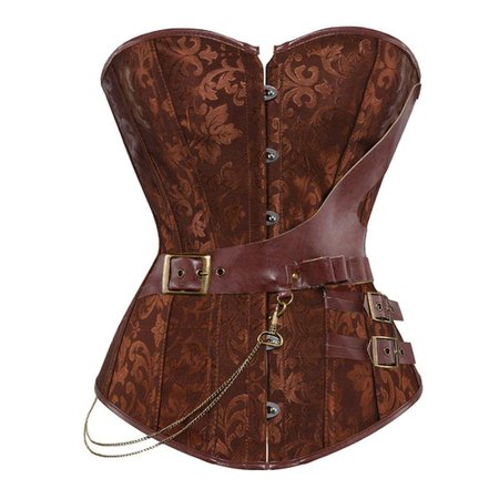 steampunk corset leather pirate lingerie burlesque gothic overbust corsets bustiers top vintage black brown plus size korsett|Bustiers & Corsets| - AliExpress