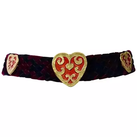 Vintage YVES SAINT LAURENT Enamel Heart Woven Belt For Sale at 1stDibs