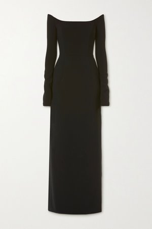 Black Off-the-shoulder crepe gown | Carolina Herrera | NET-A-PORTER
