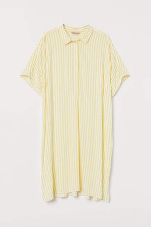 H&M+ Viscose Shirt Dress - Yellow