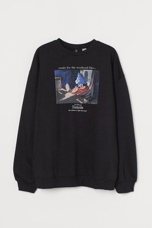 Printed sweatshirt - Black/Fantasia - Ladies | H&M GB