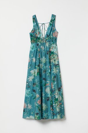 Lyocell-blend V-neck dress - Turquoise/Floral - Ladies | H&M GB