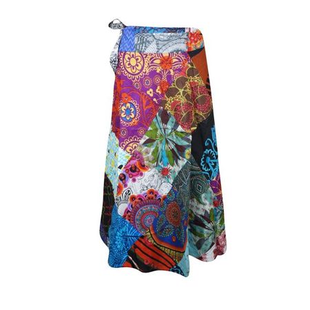 Womens Wrap Around Skirts, Cotton Skirts, Summer Beach Skirt, Blue Pink Patchwork Boho Short Skirt, Bohemian Fashion One Size - Walmart.com
