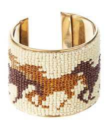 White & Gold Beaded Horse Cuff | zulily