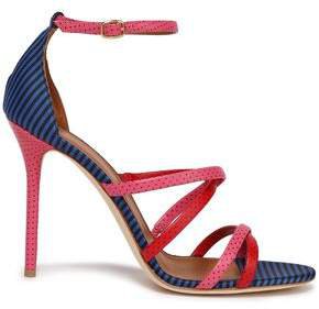 + Emanuel Ungaro Cindy 100 Polka-dot Leather And Striped Woven Sandals
