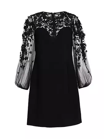 Shop Carolina Herrera Embellished Mini Shift Dress | Saks Fifth Avenue