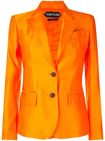 Shop orange TOM FORD single-breasted silk blazer with Express Delivery - Farfetch
