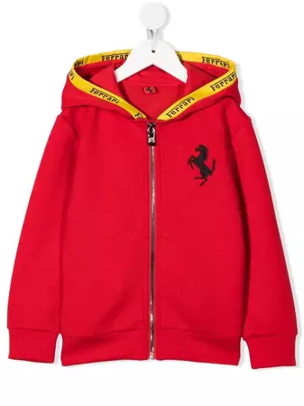 Ferrari Kids Logo Embroidered Hoodie - Farfetch