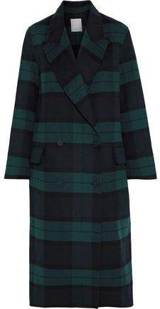 Rescue Double-breasted Checked Wool And Cotton-blend Coat
