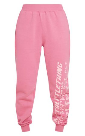 Prettylittlething Pink Multi Logo Jogger | PrettyLittleThing USA