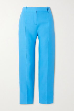 Blue Wool and silk-blend slim-leg pants | Valentino | NET-A-PORTER
