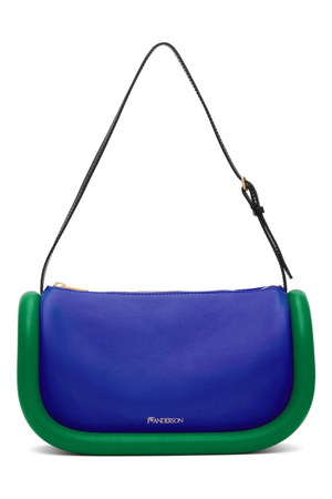 green and blue purse